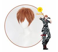 Division Rap Battle Hypnosis MIC DRB Busujima Mason Rio Cosplay Perruque courte marron résistant à la chaleur fibre cheveux + bonnet de perruque fête homme