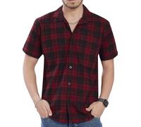 DIVISIVE Chemise décontractée en coton à manches mi-longues pour homme, Bordeaux, 44