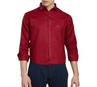 DIVISIVE Chemise pour homme en lin et coton, coupe ajustée, marron, L