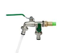 Divisore Per Rubinetto Da Giardino 2 Vie 3/4", Rubinetto Doppia Uscita Acqua | Sdoppiatore Per Irrigazione, Lavaggio Auto, Cura Piante, Giardino E Prato