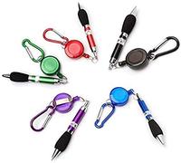 Divistar 5 Pcs Rétractable Badge Bobine Stylo Clip de Ceinture Et Mousqueton Cordon Rétractable Clip Ceinture avec Pointe en Mousse pour Une Prise en Main Confortable d'Écriture
