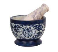 Divit Shilp Mortier et pilon en pierre dure polie ultra résistante pour épices, pâtes, herbes, assaisonnements, etc. (Mortier bleu)