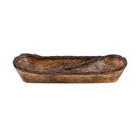 Divit Shilp Plateau en Bois Naturel, Bol de Service pour la Salade, Les légumes et Les Fruits, Grand Plateau Profond pour la Famille et la fête.… (Bark Edge Divided Tray-NEW)