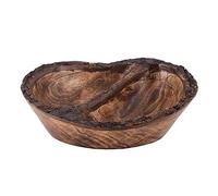 Divit Shilp Plateau en bois naturel, bol de service pour salades, légumes et fruits, grand plateau profond pour famille, fête (bol divisé en écorce)