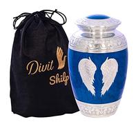 Divit Shilp Urne funéraire pour Cendres humaines avec Sac en Velours, pour Adultes jusqu'à 90,7 kg | Urnes funéraires (Ailes d'ange, Adulte)