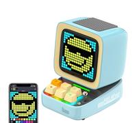 divoom Ditoo Enceinte Bluetooth avec Affichage LEDs, Reveil, et 10 Watts Audio pour Chambre,DIY,Anniversaire(Bleu)