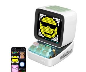 divoom Ditoo Haut-Parleur Bluetooth Portable avec Rétro Écran Pixel, Contrôle de l'Application Smartphone/Claviers Mécaniques Rétroéclairés RVB (Blanc)