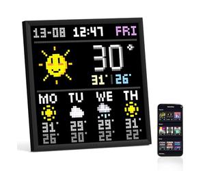 Divoom Pixoo-64 WiFi Pixel Art LED Panneau 64x64, Horloge Digitale RGB et Décoration, Contrôle Via App pour Maison, Bureau et Salle de Jeu (Noir)