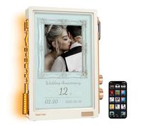 Divoom Times Frame Cadre Photo numérique Wi-FI 10,1 Pouces, 64 Go, Blanc | Écran IPS flottant, vidéos personnalisées, météo, calendrier, cours boursiers, +400 cadrans, pixel art et rétroéclairage RGB