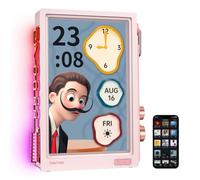 Divoom Times Frame Cadre Photo numérique Wi-FI 10,1 Pouces, 64 Go, Rose | Écran IPS flottant, vidéos personnalisées, météo, calendrier, cours boursiers, +400 cadrans, pixel art, halo RGB doux