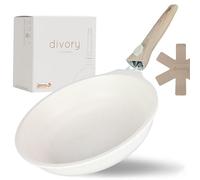 DIVORY Grande poêle 28cm I Poignée amovible, induction, revêtue, aluminium - Grande poêle à frire + protège-poêle - Poêle à induction