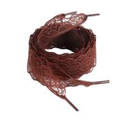 divuukyi 1 paire de lacets élégants en dentelle pour femmes et filles, chaussures décontractées, baskets, 3 cm de large, design plat, couleur unie, lacets en dentelle, Couleur café.