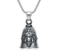 divuukyi Collier avec pendentif clochette de moto pour motards fait à la main style hip hop punk porte-clés bijoux rock accessoires en métal, as described, Acier inoxydable