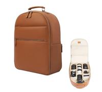 Divvia Sac à dos classique en cuir avec compartiment pour ordinateur portable de 15", sac professionnel pour photographes reflex numériques, grand format 20 L, marron