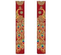 Diwali Banner 1 paire 71x12in Happy Diwali Porch Sign Dibrant Peacock suspendu les bannières pour la maison de la fête du festival extérieur décoration de porte d'entrée