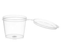 DIWANGQIANG Lot de 1 000 mini récipients en plastique anti-fuite de 28,3 g avec couvercles attachés | Gobelets à condiments et soufflés parfaits pour les sauces