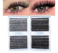 DIWINSH 640 Pcs Faux Cils Individuelles Extension Cils volume Russe DIY D Curl 30-40-50-60D Cluster Lashes Naturel pour Débutants en Extension de Cil (9-16mm Mix)