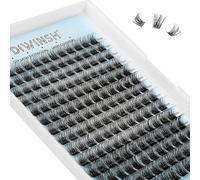 DIWINSH Lot de 168 extensions de cils en grappes ondulés à faire soi-même - Cils en grappes naturelles à la maison (MA-168 pièces, courbure D, 10 à 14 mm)