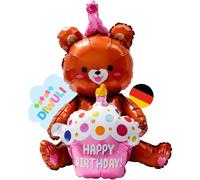 DIWULI Ballon Ourson Doux XL - Décor Happy Birthday