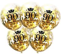 DIWULI Ballons Anniversaire 90 Ans - Set de 5 Pièces Or Déco