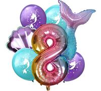 DIWULI Décoration Anniversaire Sirène 8 Ans - Ballons Set