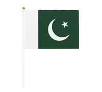 Dix mini drapeaux à bâton, 14 x 21 cm, drapeau du Pakistan, drapeaux à main, petits fanions agitant pour le sport, bannières d'encouragement avec mât de 30 cm