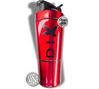 DIX SHAKER proteine 750 ml ✗ En Acier Inoxydable Avec Compartiment 60 gram pour poudre ✗ Bouteille Sport ✗ Sans BPA ✗ ROUGE