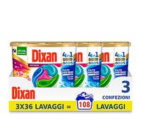 Dixan Discs Multicolor Nettoyeur Prédosé en Gélule pour Capsule de couleur 4 en 1-3 x 36 Lavages (108 lavages)
