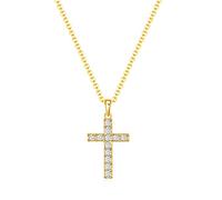 Dixbix Collier avec croix de baptême pour femme, collier avec croix de première communion, bijoux cadeaux pour femmes, 0.8" x 1.5", Strass, Strass