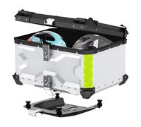 Dixhills Coffre arrière de moto, en aluminium, étanche, 65 l, avec serrure de sécurité, pour ranger les bagages à casque, argenté