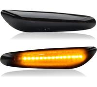 Dixhills Lot de 2 clignotants latéraux noirs à LED compatibles avec les séries 1, 3, 5, E60, E61, E81, E82, E88, E46, E90, E91, E92, E93, X3, E83, X1, E84, remplacement pour 63133418445