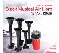 Dixie Car Trumpet Air Horns For Car,Dixie Musical,Dukes Of Hazzard,General Lee,Car Truck And Boat,125db,12v,5 Silver,Black,Red - Type Black Trumpet