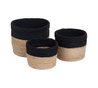 Dixie Panier de rangement Elin pack de 3 Naturel-noir
