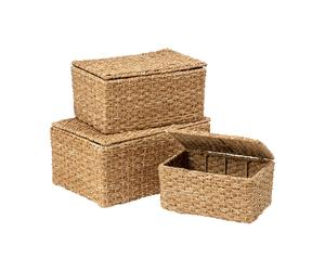 Dixie Panier de rangement Esther avec couvercle. 3 pièces Naturel