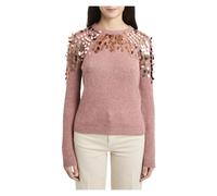Dixie - Pull à col rond orné de sequins - Femme - Pulls - Rose - Taille: 40 FR