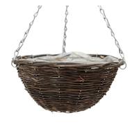 DIXIE STORE Panier de Fleurs à Suspendre Pot à Suspendre Panier décoratif en rotin pour Fleurs et Plantes à Suspendre avec chaîne 30 x 30 x 16 cm Rond Marron foncé