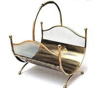 Dixiestore Panier à Bûches | Panier à Bûches en Métal pour 121 Bûches Porte-Bûches | Panier en Métal Solide et Efficace pour Ranger le Bois de Chauffage, Or