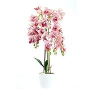 Dixiestore Plante Artificielle Orchidée | Orchidée Artificielle en Pot, Comme La Vraie, 70 Cm, 4 Branches, Nombreuses Fleurs, Dense, Rose