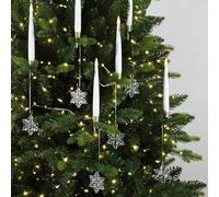 Dixmas Bougies LED pour Sapin de Noël Bougies Sans Flamme avec Pendules de Flocons & Télécommande Kit avec Piles AAA Décoration Festive 12pcs