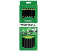 Dixon Ticonderoga Wood-Cased #2 Pencils, Pre-Sharpened, Box of 10, Black (13915)