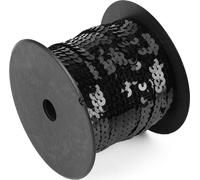 DIY 100 Yards 6 mm brillant chaînes de couture de garniture plat rond paillettes accessoires de ligne (noir)