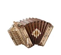 Diy 3d Puzzle Modèle D'instrument De Musique En Bois Decompression Assemble A La Main Pour Les Jouets De Cadeau D'anniversaire, Accordeon
