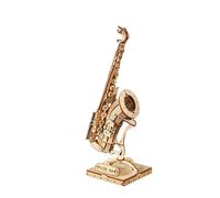 Diy 3d Puzzle Modèle D'instrument De Musique En Bois Decompression Assemble A La Main Pour Les Jouets De Cadeau D'anniversaire, Saxophone