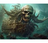 DIY 5D Adultes et débutants Diamant Peinture Complète Foret Kit Bateau Squelette Pirate Mort Vivant Motif Diamant Art Kits Diamond Painting Idéal Pour Décoration Murale Foret Carré 35x45cm AB1954