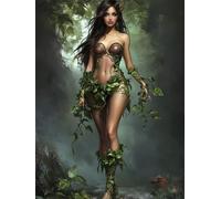 DIY 5D Adultes et débutants Diamant Peinture Complète Foret Kit Beaux Elfes De La Nature Sexy Motif Broderie Diamant Art Kits Diamond Painting Idéal Pour Décoration Murale Foret Rond 45x60cm AC0464