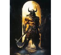 DIY 5D Adultes et débutants Diamant Peinture Complète Foret Kit Courageux Guerrier Viking Motif Broderie Diamant Art Kits Diamond Painting Idéal Pour Décoration Murale Foret Rond 45x60cm AC0632