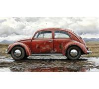 DIY 5D Adultes et débutants Diamant Peinture Complète Foret Kit Voiture Coccinelle Rouge Vintage Motif Diamant Art Kits Diamond Painting Idéal Pour Décoration Murale Foret Carré 20x35cm AD2916