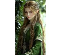 DIY 5D Adultes et débutants Diamant Peinture Complète Foret Point De Croix Kit Belle Fille Elfe Motif Broderie Diamant Art Kits Diamond Painting Idéal Pour Décoration Murale Foret Rond 35x60cm AD0128