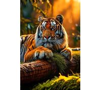 DIY 5D Animaux tigre Diamond Painting Kit for Adults, Large Full Diamond Embroidery Pasted Crystal Rhinestone Cross Stitch Handmade Puzzle Mosaic Art Craft Home Wall Decor Gift 40x50cm
