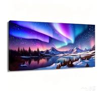 DIY 5D Broderie Diamant Grand Format 90x40cm Diamond Painting Kit Complet aurores boréales Bricolage Peinture Broderie Coloré Diamond Painting Adulte pour Intérieur Home Murale Décoration Cadeau